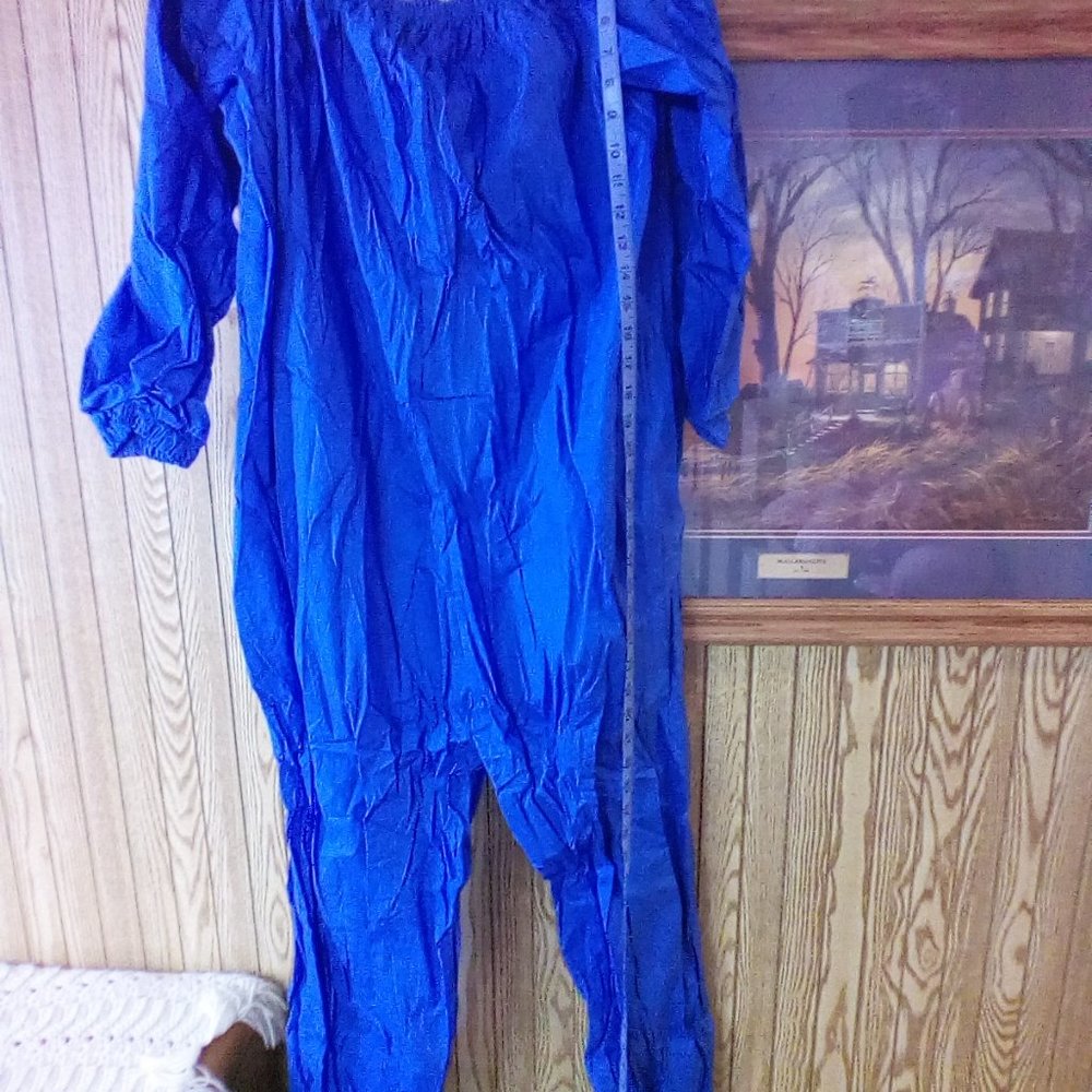 womens blue jumper windbreaker jumpsuit long sleeve - Picture 2 of 6